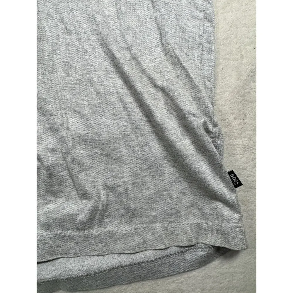 BOSS Hugo Boss Mens Gray Slim Fit Polo Shirt Short Sleeve Textured Golf Large